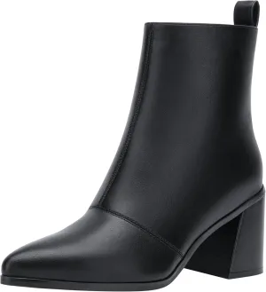 Jeossy Women's Chunky Heeled Ankle Boots, Pointed Toe Stacked Block Heel Booties