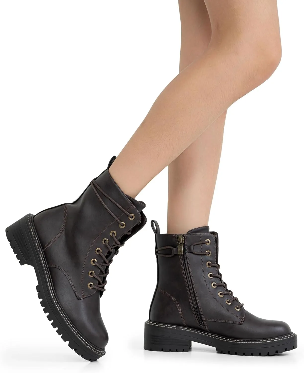 Jeossy Women's Combat Ankle Boots 9627 Low Heel Ankle-Booties with Side Zipper