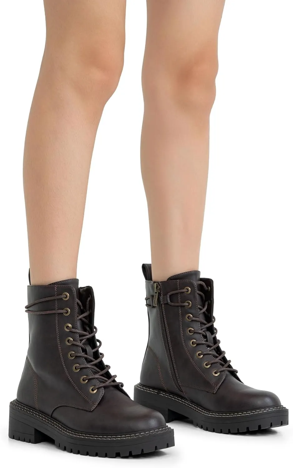 Jeossy Women's Combat Ankle Boots 9627 Low Heel Ankle-Booties with Side Zipper