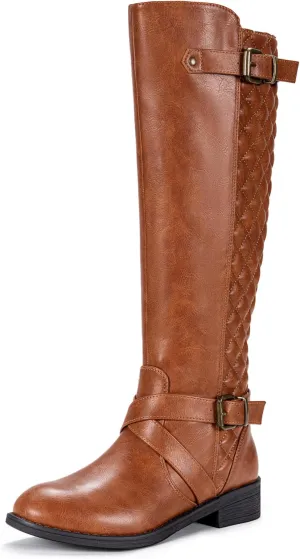 Jeossy Women's Knee High Riding Tall Boots, Comfortable with Metal Buckle and Zipper Boots with Wide Calf