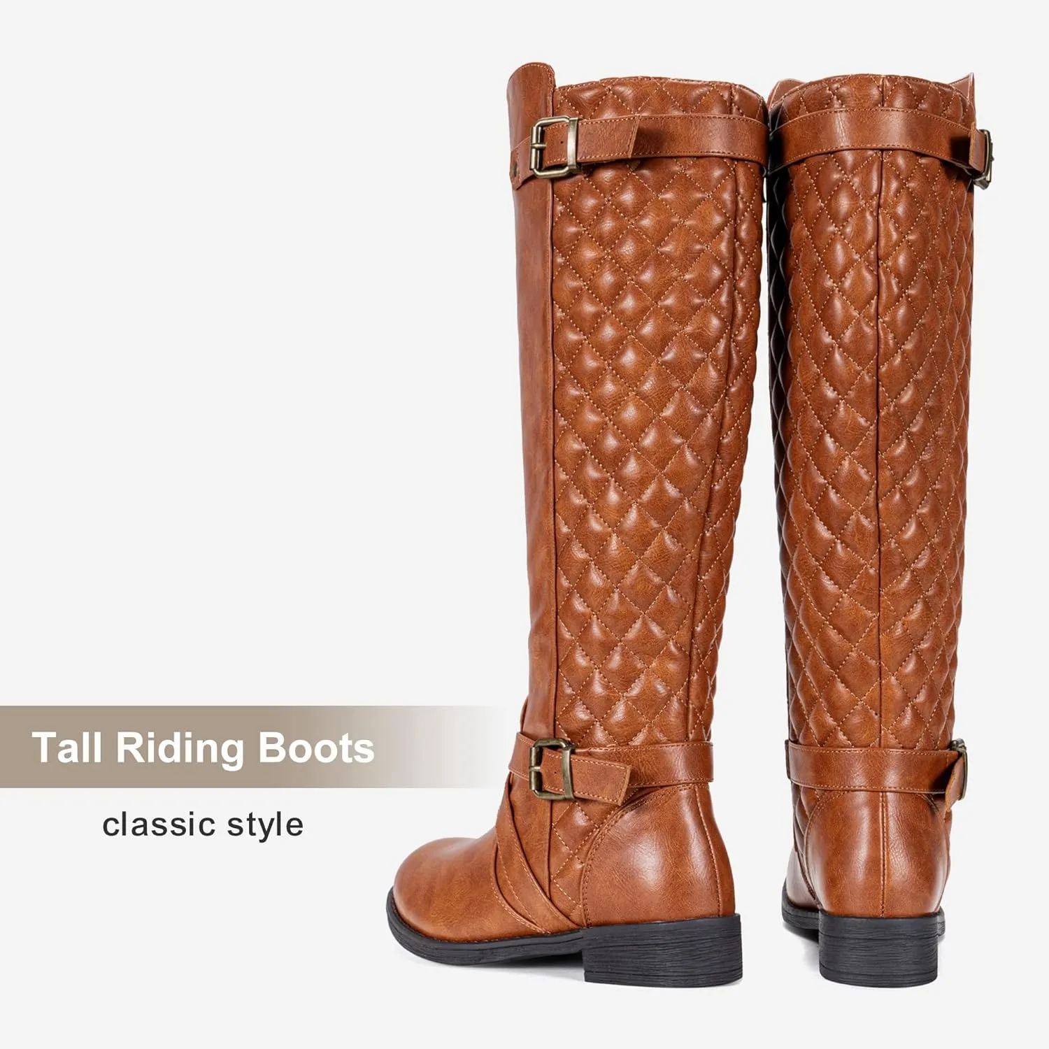 Jeossy Women's Knee High Riding Tall Boots, Comfortable with Metal Buckle and Zipper Boots with Wide Calf
