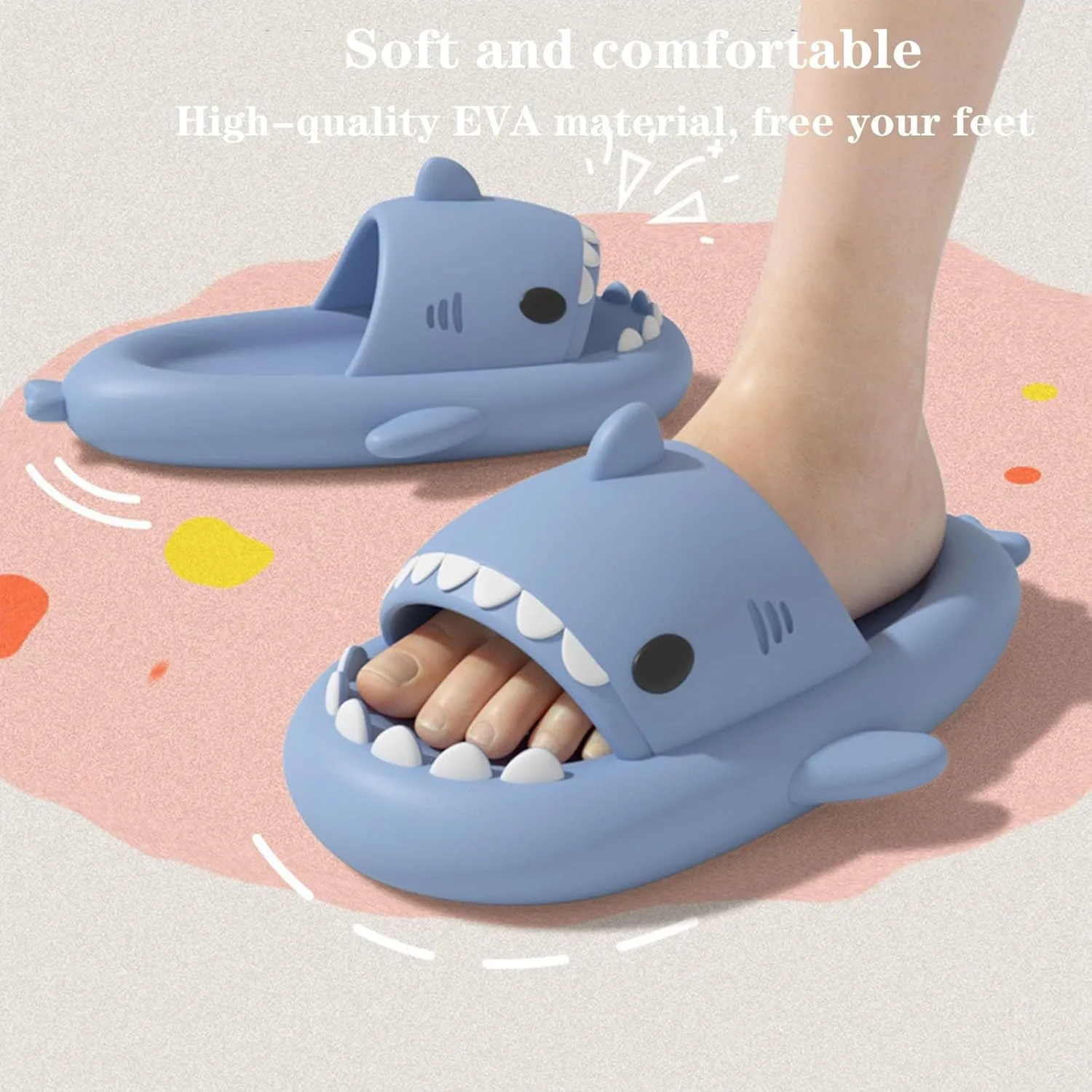 Jfxgjuv Unisex Shark Slides, Sharky Chanclas, Cloudy Shark Slides for Men and Women, Soft Lightweight Anti-Slip Thick Sole House Sandals Shower Pool Beach Shoes