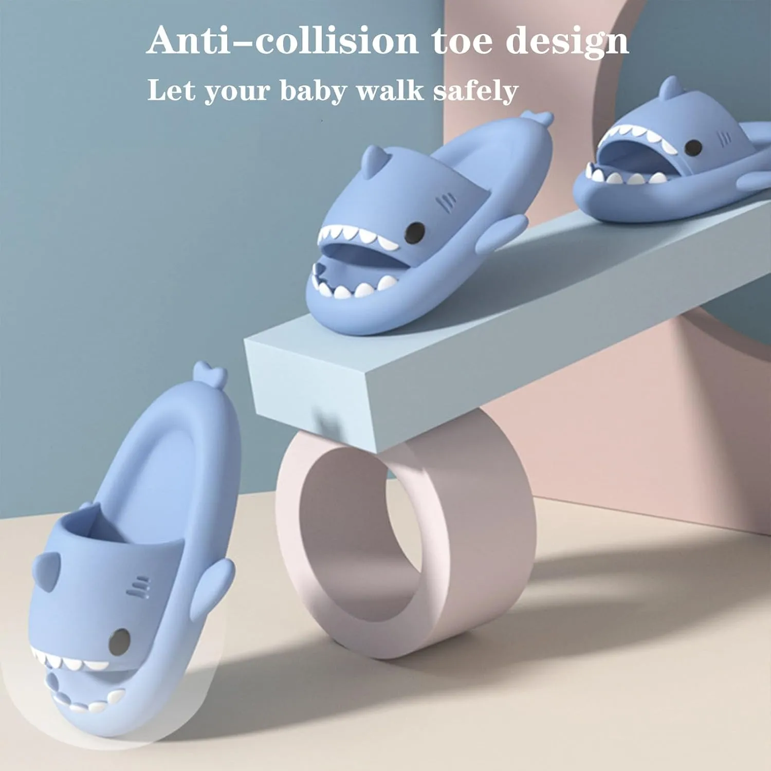 Jfxgjuv Unisex Shark Slides, Sharky Chanclas, Cloudy Shark Slides for Men and Women, Soft Lightweight Anti-Slip Thick Sole House Sandals Shower Pool Beach Shoes