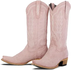 JORISTIMO Women's Cowboy with Embroidered Stitch,Knee High Boots, Classic Snip Toe Traditional Western Knee Bootie