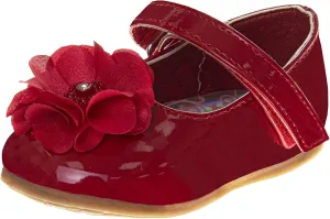 Josmo Baby-Girl's Mary Jane Flats with Flower Infants Toddlers Dress Shoe Maryjane Loafer