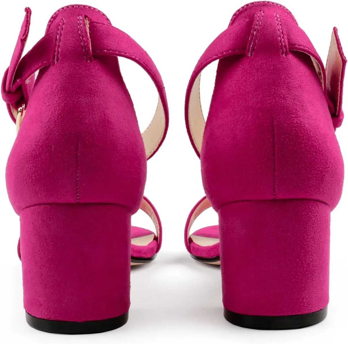 JOY IN LOVE Women's Chunky Low Heels Ankle Strap Open Toe Block Heel Sandals