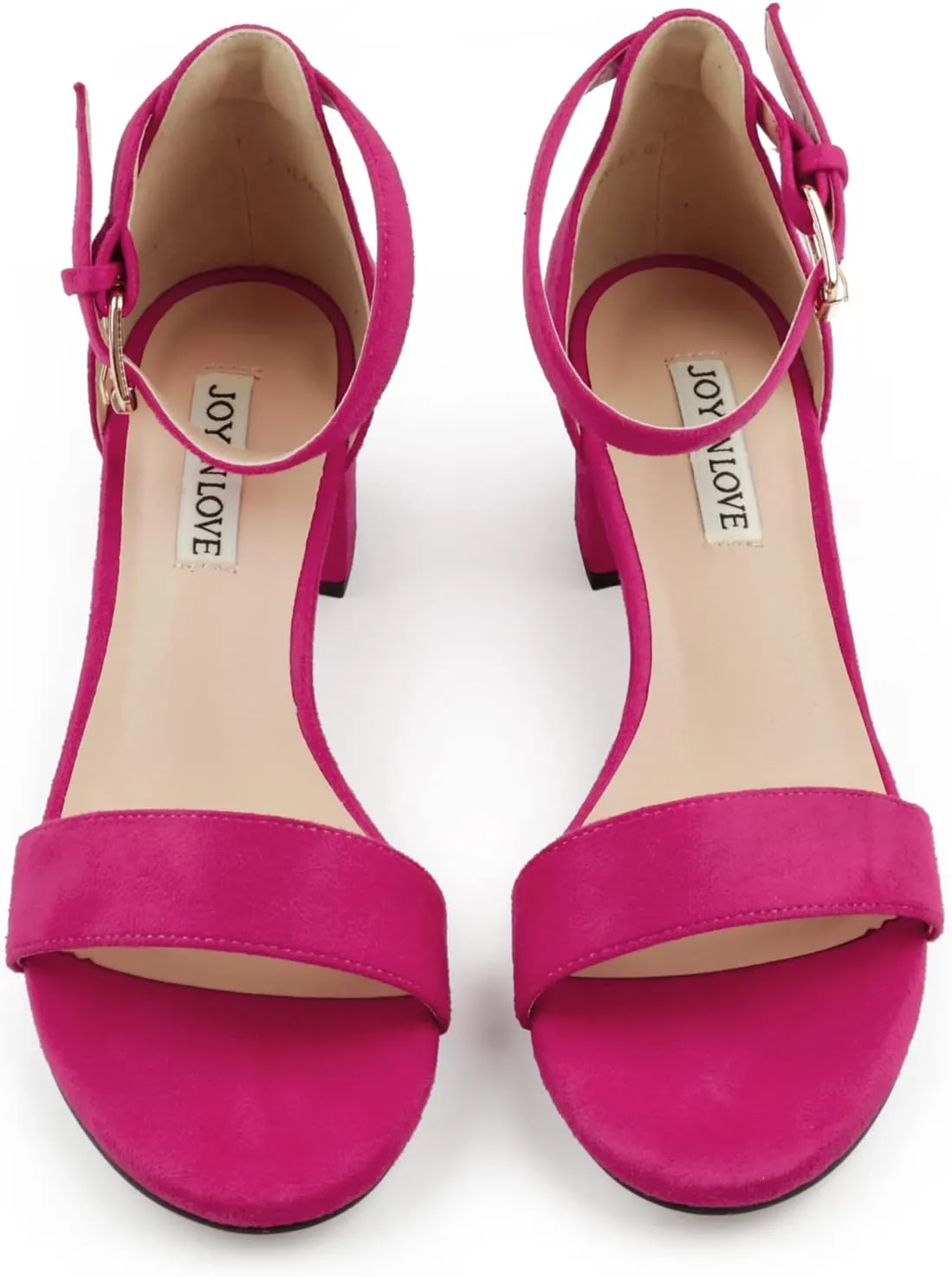 JOY IN LOVE Women's Chunky Low Heels Ankle Strap Open Toe Block Heel Sandals