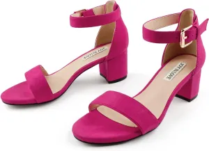 JOY IN LOVE Women's Chunky Low Heels Ankle Strap Open Toe Block Heel Sandals