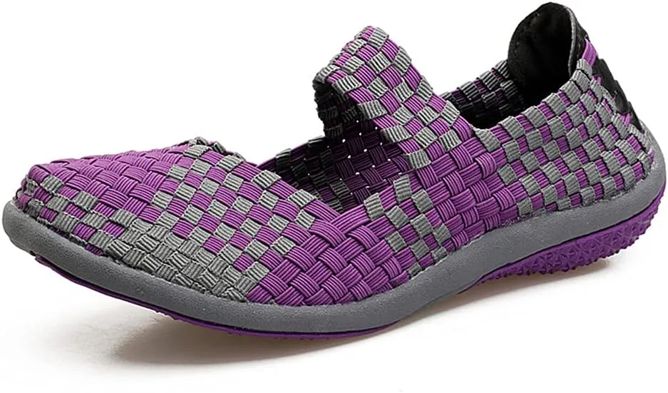 JOYVIP Womens Curly Type Ballet Flats Slip On Comfort Loafers Handmade Woven Shoes