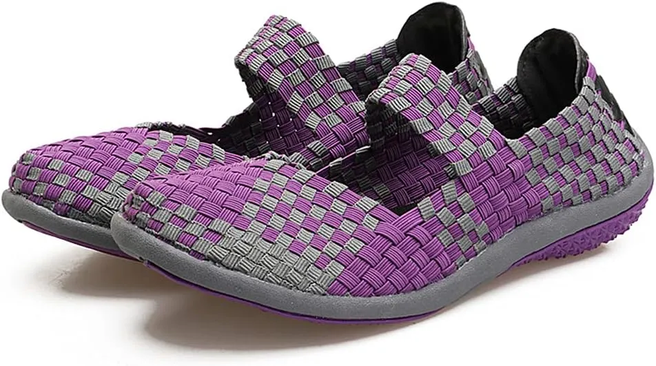 JOYVIP Womens Curly Type Ballet Flats Slip On Comfort Loafers Handmade Woven Shoes
