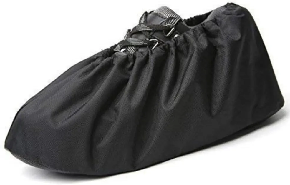 Jron 5 Pairs Premium Reusable Washable Shoe Cover Boot Covers for Contractors (5 Pairs Unisex| 9.5-11 For Shoes/US 8.5-10.5 For Boots, Black)