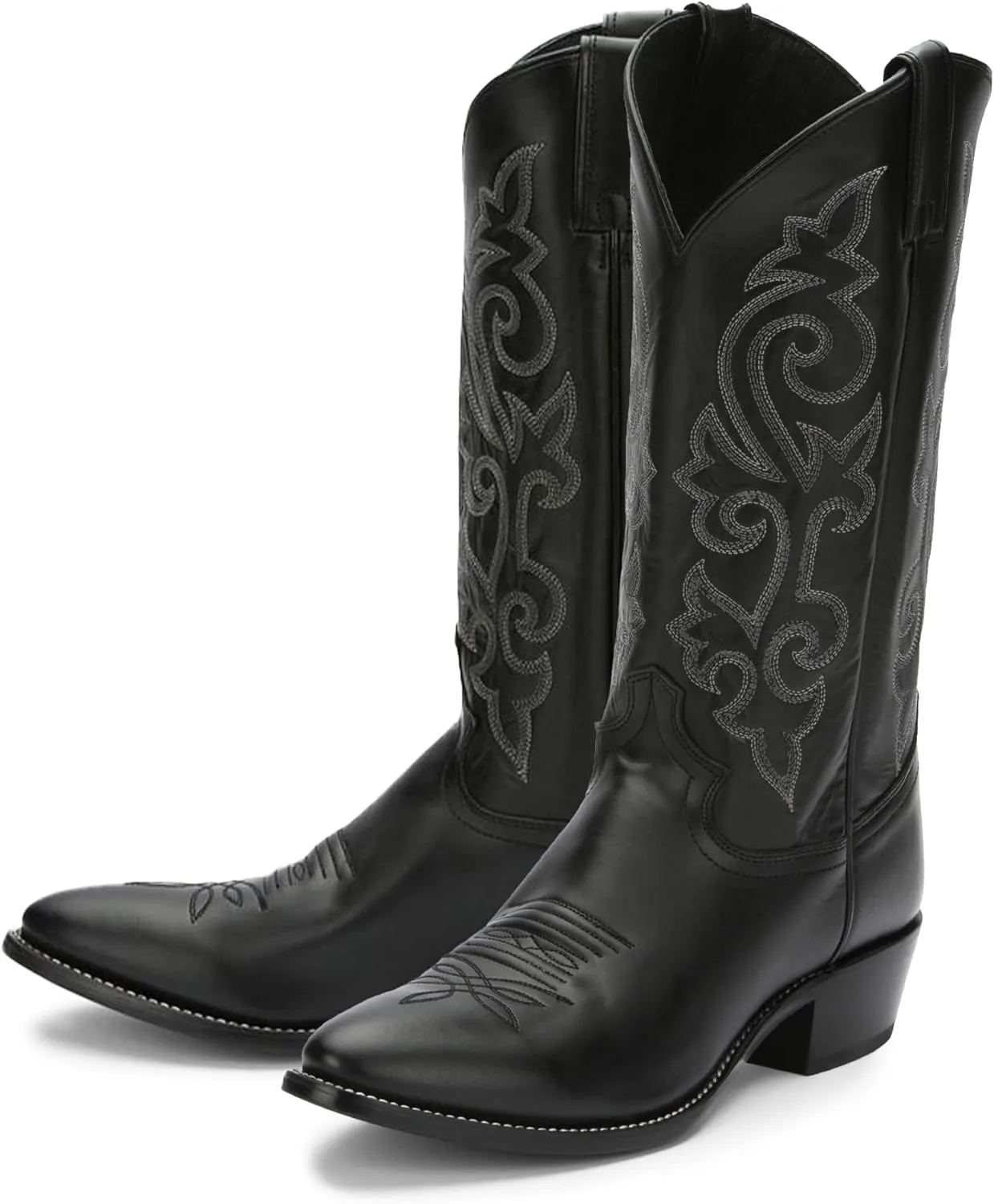 Justin Buck 13" Cowboy Boots for Men - Durable Premium Full-Grain Leather Round Toe Western Boots Build with Cushioned Insole & Full Welt Construction, Black - 13 D