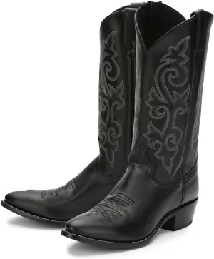 Justin Buck 13" Cowboy Boots for Men - Durable Premium Full-Grain Leather Round Toe Western Boots Build with Cushioned Insole & Full Welt Construction, Black - 13 D