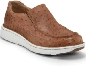 Justin Men's Hazer Full Quill Ostrich Print Shoes Moc Toe Brown 11.5 D