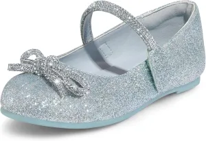 K KomForme Girl's Bow Mary Jane Dress Shoes Ballet Princess Flats with Rhinestone Strap for Party Wedding School, Toddler/Little Kid/Big Kid