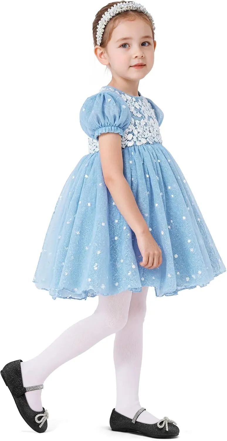 K KomForme Girl's Bow Mary Jane Dress Shoes Ballet Princess Flats with Rhinestone Strap for Party Wedding School, Toddler/Little Kid/Big Kid