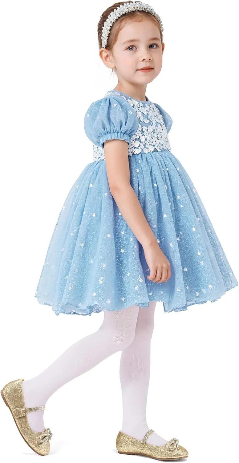 K KomForme Girl's Bow Mary Jane Dress Shoes Ballet Princess Flats with Rhinestone Strap for Party Wedding School, Toddler/Little Kid/Big Kid