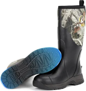 Kalkal Rain Boots Men, Waterproof Rubber Boots for Men, Durable Neoprene Work Boots for Gardening Hunting and Fishing