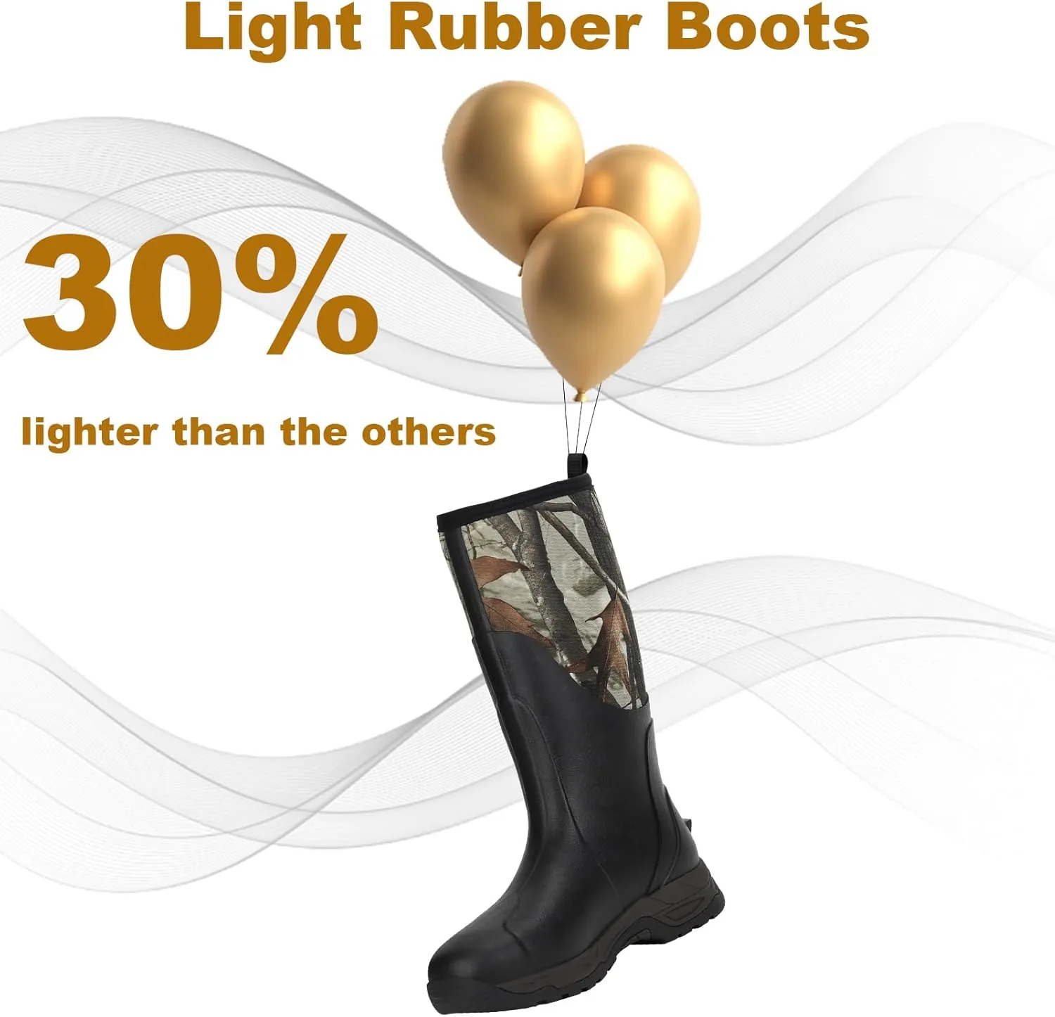 Kalkal Rain Boots Men, Waterproof Rubber Boots for Men, Durable Neoprene Work Boots for Gardening Hunting and Fishing