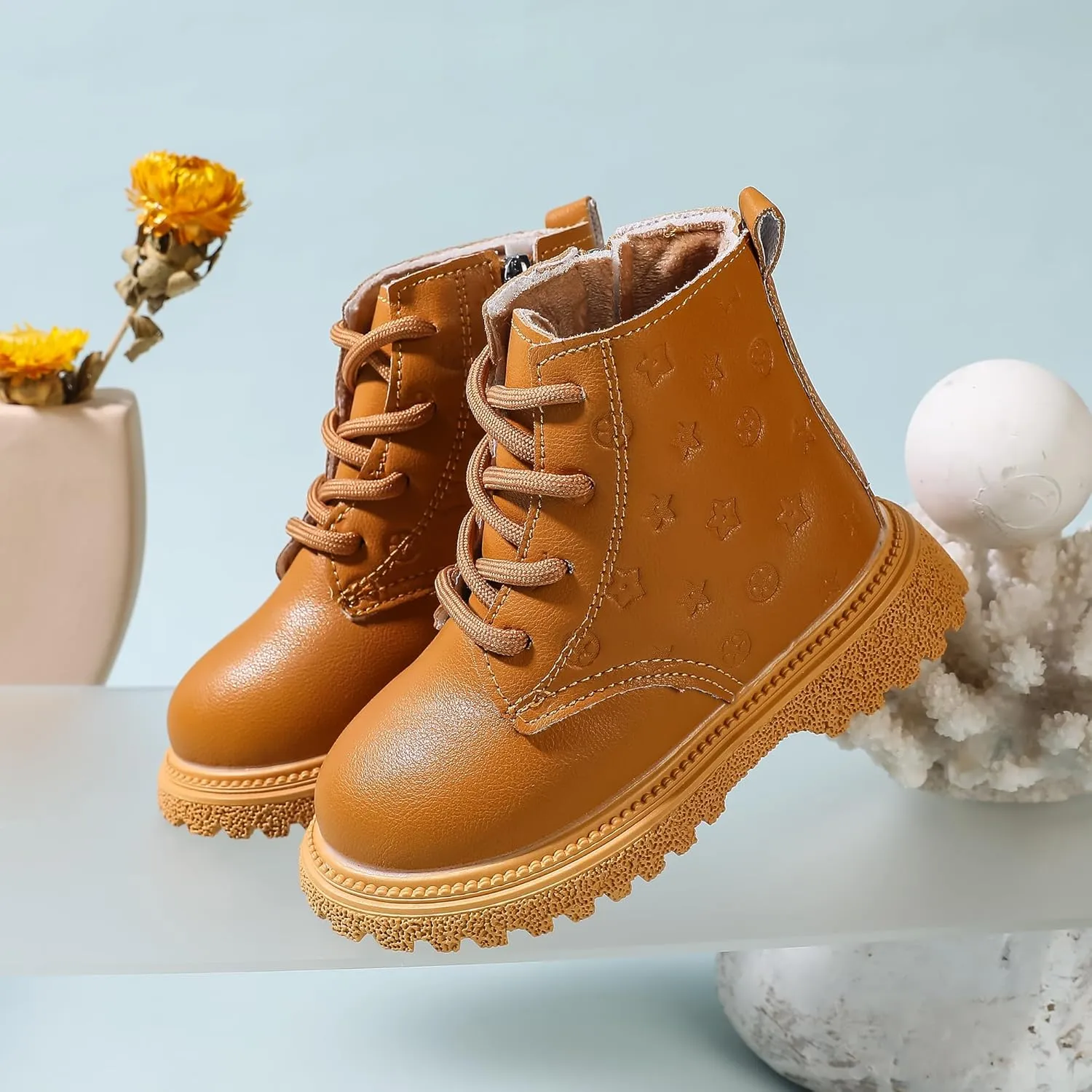 Kids Ankle Boots with Side Zipper Lace Up for Toddler Littel Kid Boys and Girls for Outdoor Play and Everyday Wear
