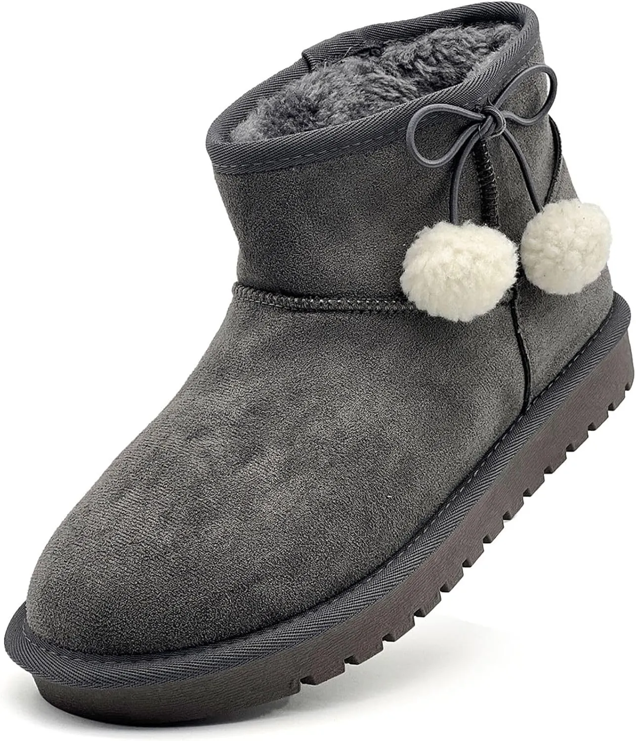 Kids Snow Boots Girls Boys Outdoor Warm Slip On Fur Lining Lightweight Anti-Slip Winter Shoes