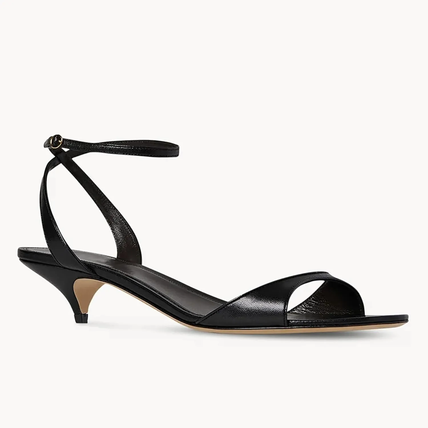 Kitten Heeled Sandals for Women Elegant Almond Open Toe Ankle Strap Buckle Backless Low Heels Summer Daily Dressy Shoes