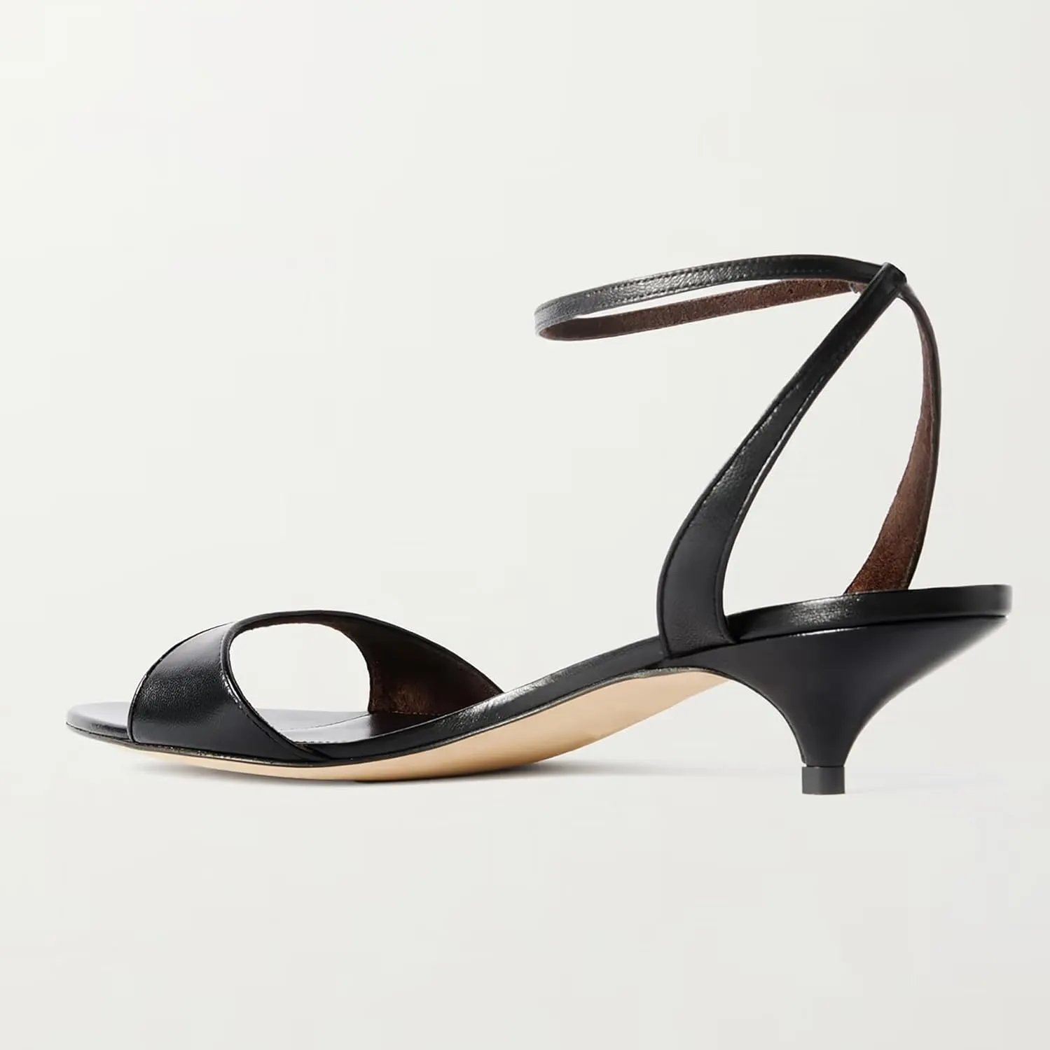 Kitten Heeled Sandals for Women Elegant Almond Open Toe Ankle Strap Buckle Backless Low Heels Summer Daily Dressy Shoes