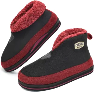 KuaiLu Mens Winter Slippers Memory Foam Slipper Boots for Men Cozy Felt Wool House Booties with Warm Sherpa Plush Lining Non-slip Rubber Sole Indoor Outdoor 7-14