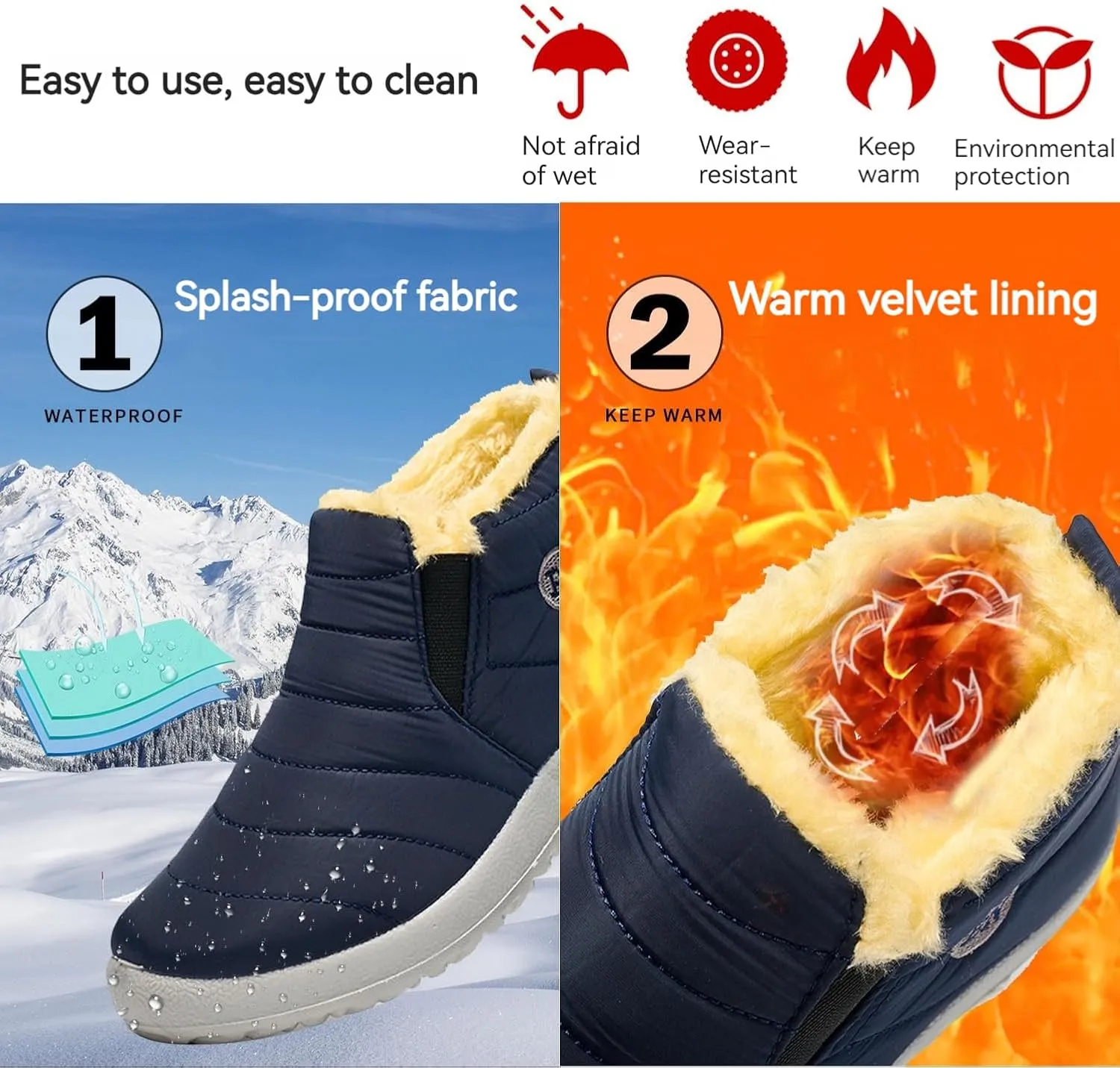 kuker Indicativey Snow Boots, Womens Winter Waterproof Thermal Boots, Indicativey Boots Outdoor Waterproof Snow Anti-Slip