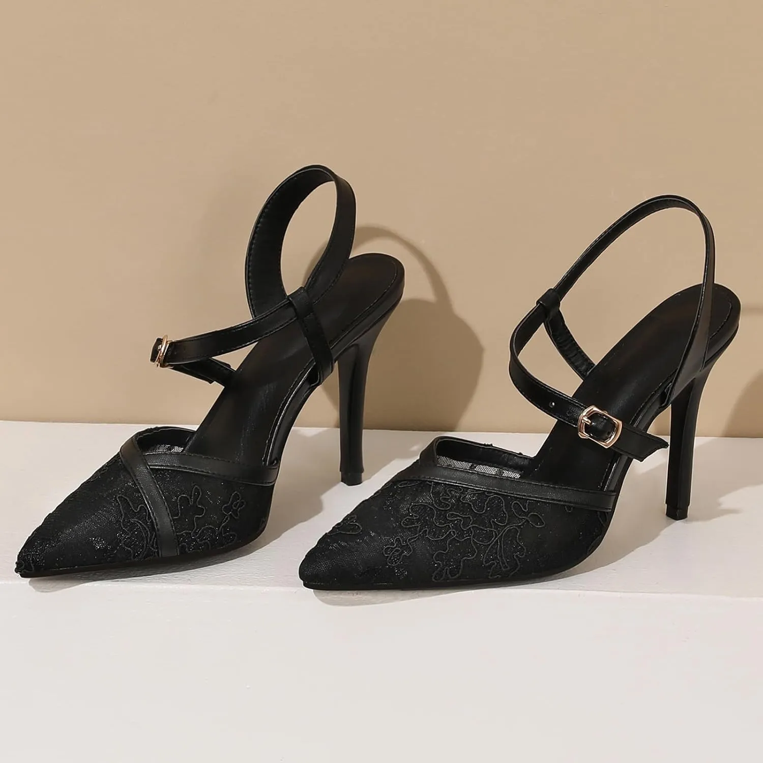 Lace Mesh Air Stiletto High Heels Sandals for Women