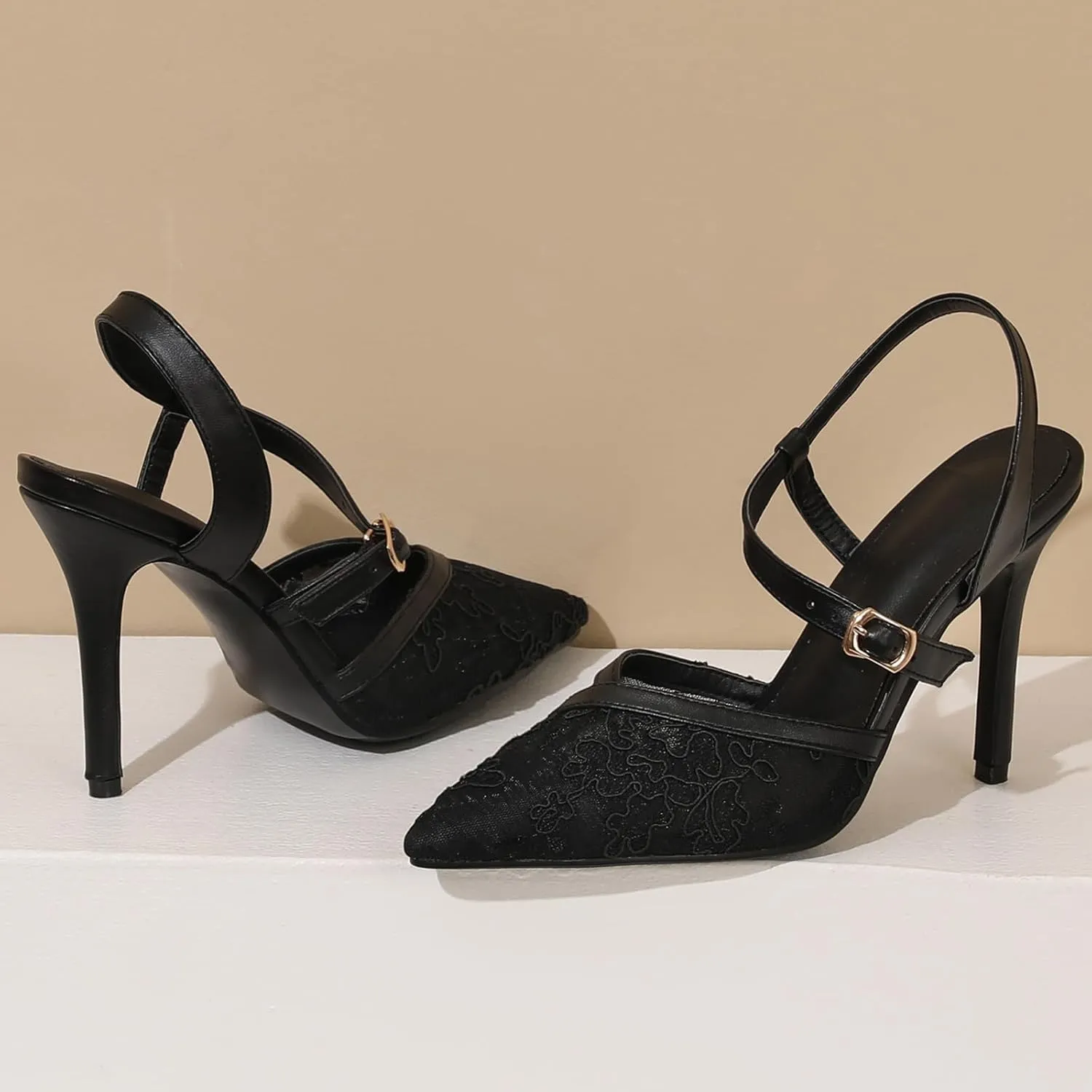 Lace Mesh Air Stiletto High Heels Sandals for Women