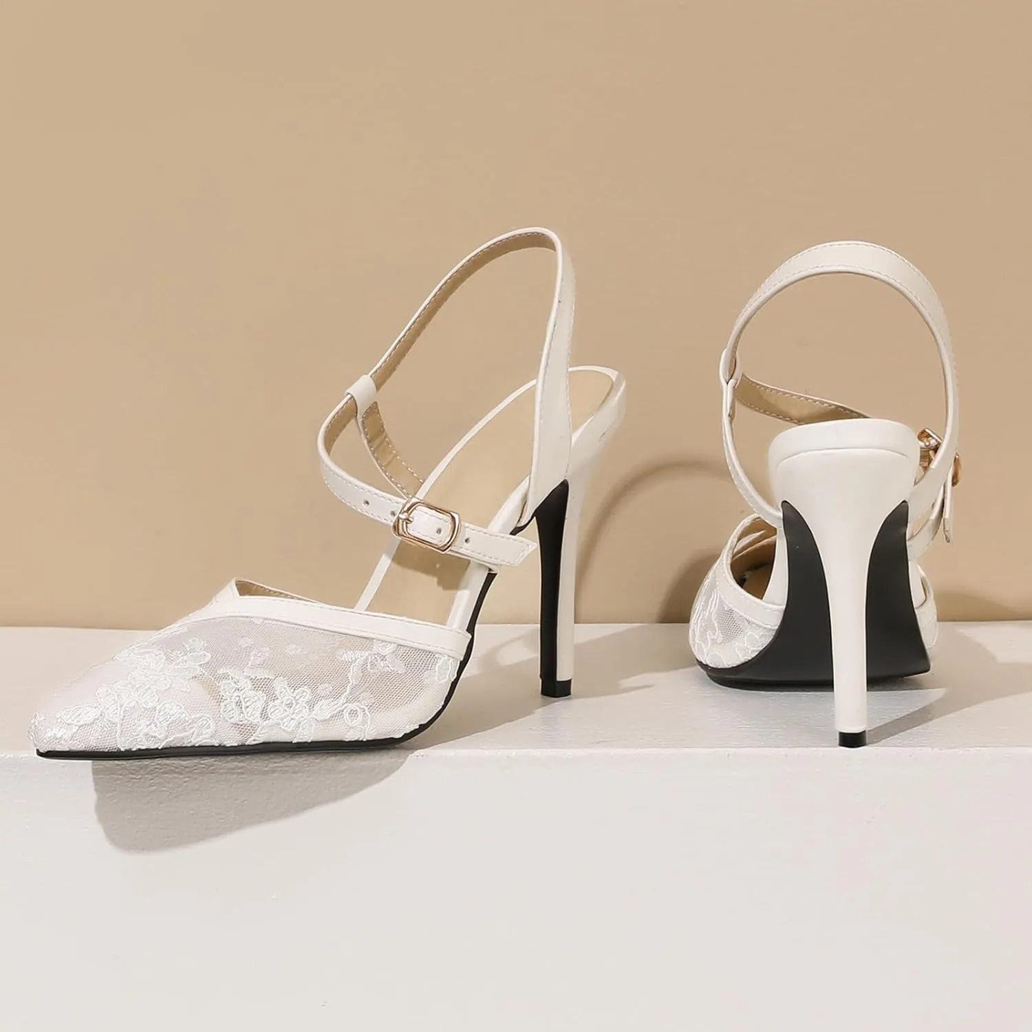 Lace Mesh Air Stiletto High Heels Sandals for Women