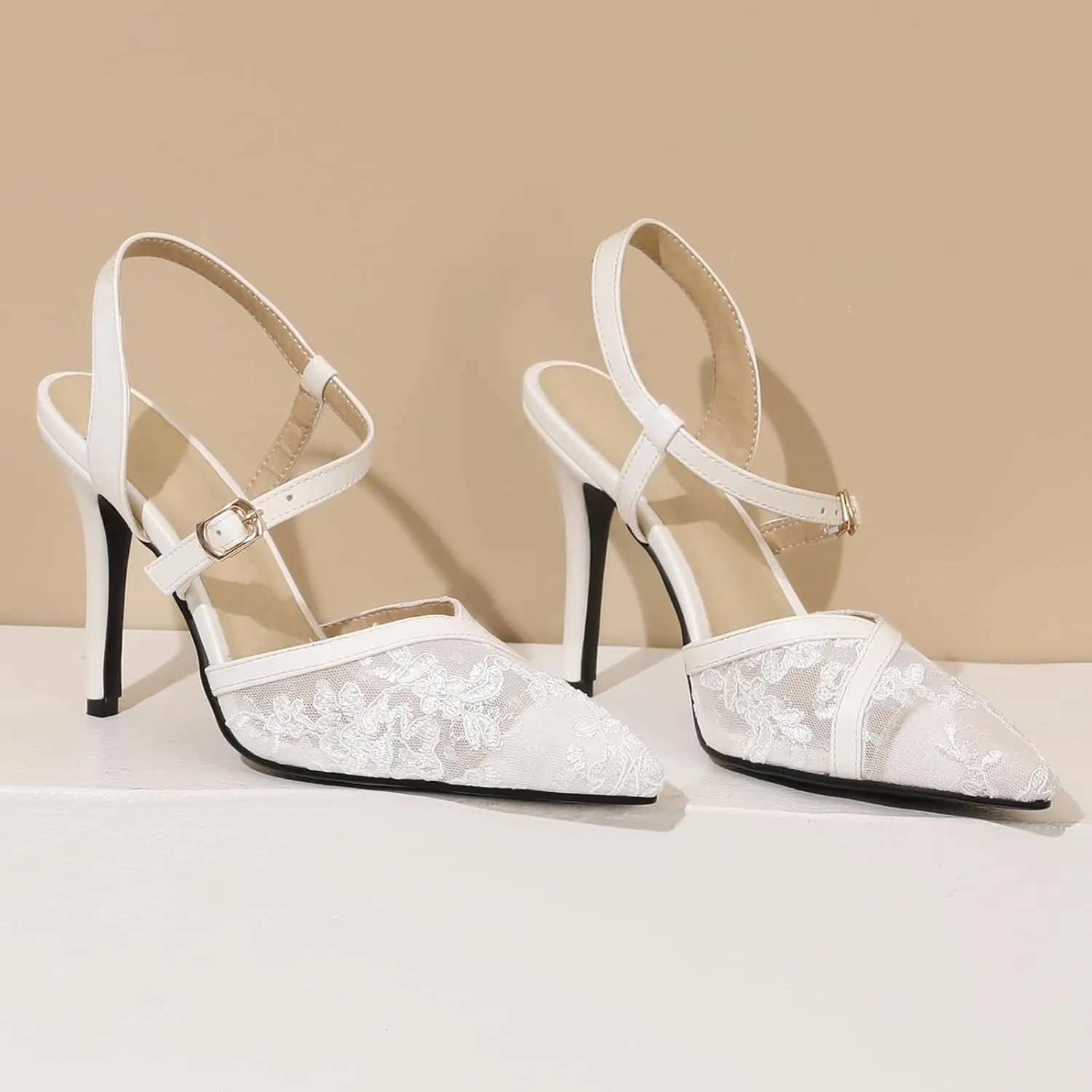Lace Mesh Air Stiletto High Heels Sandals for Women