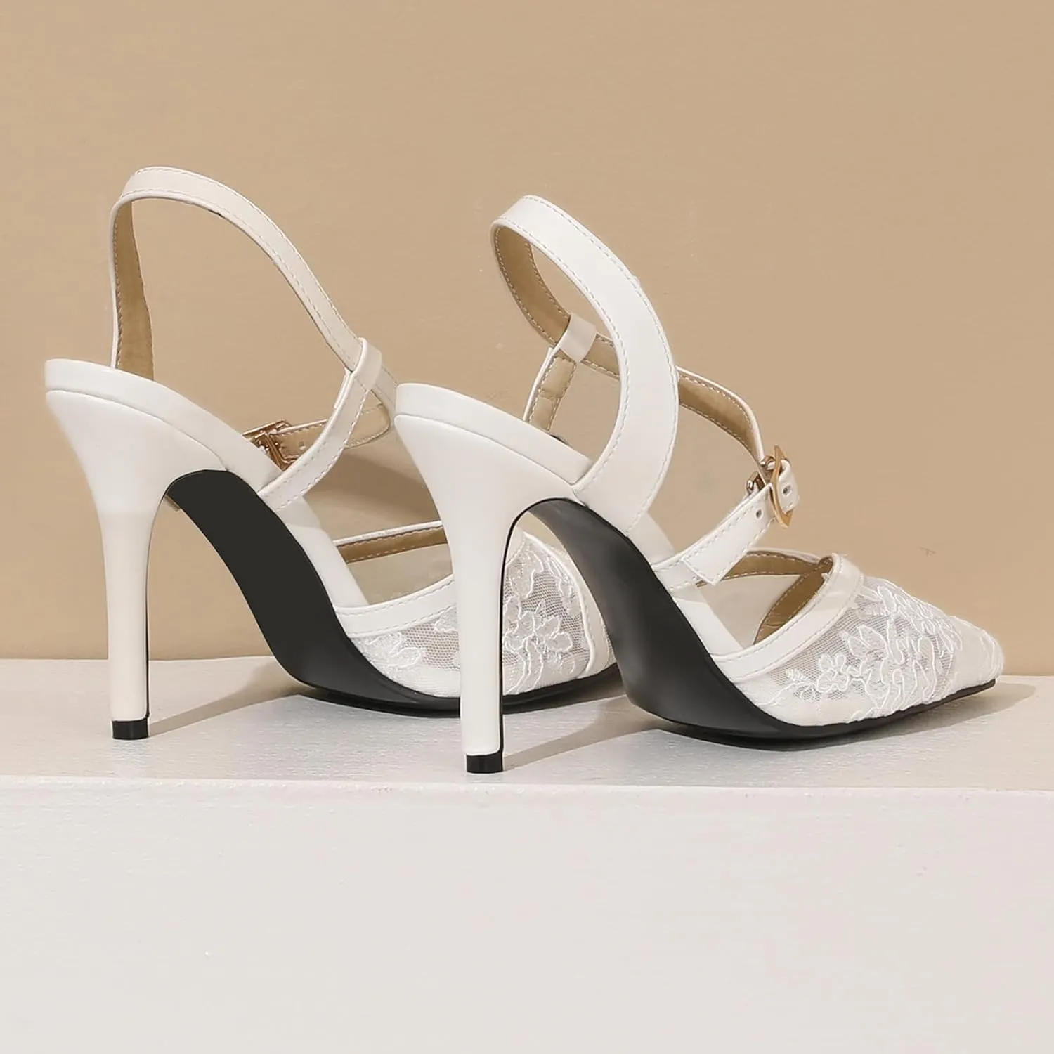 Lace Mesh Air Stiletto High Heels Sandals for Women