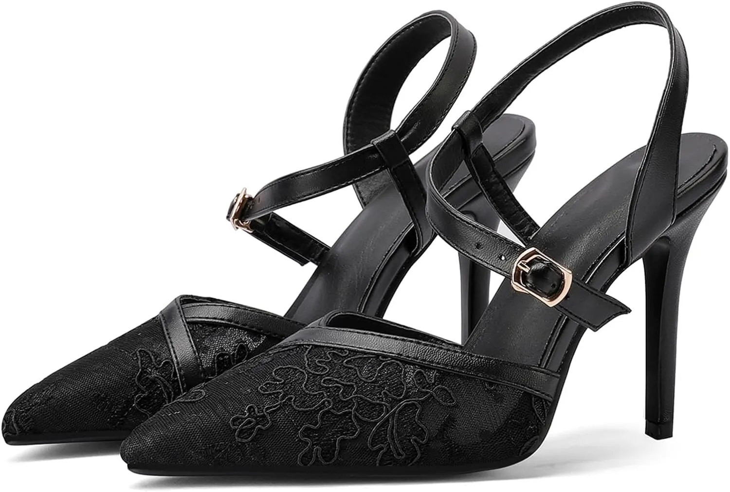 Lace Mesh Air Stiletto High Heels Sandals for Women