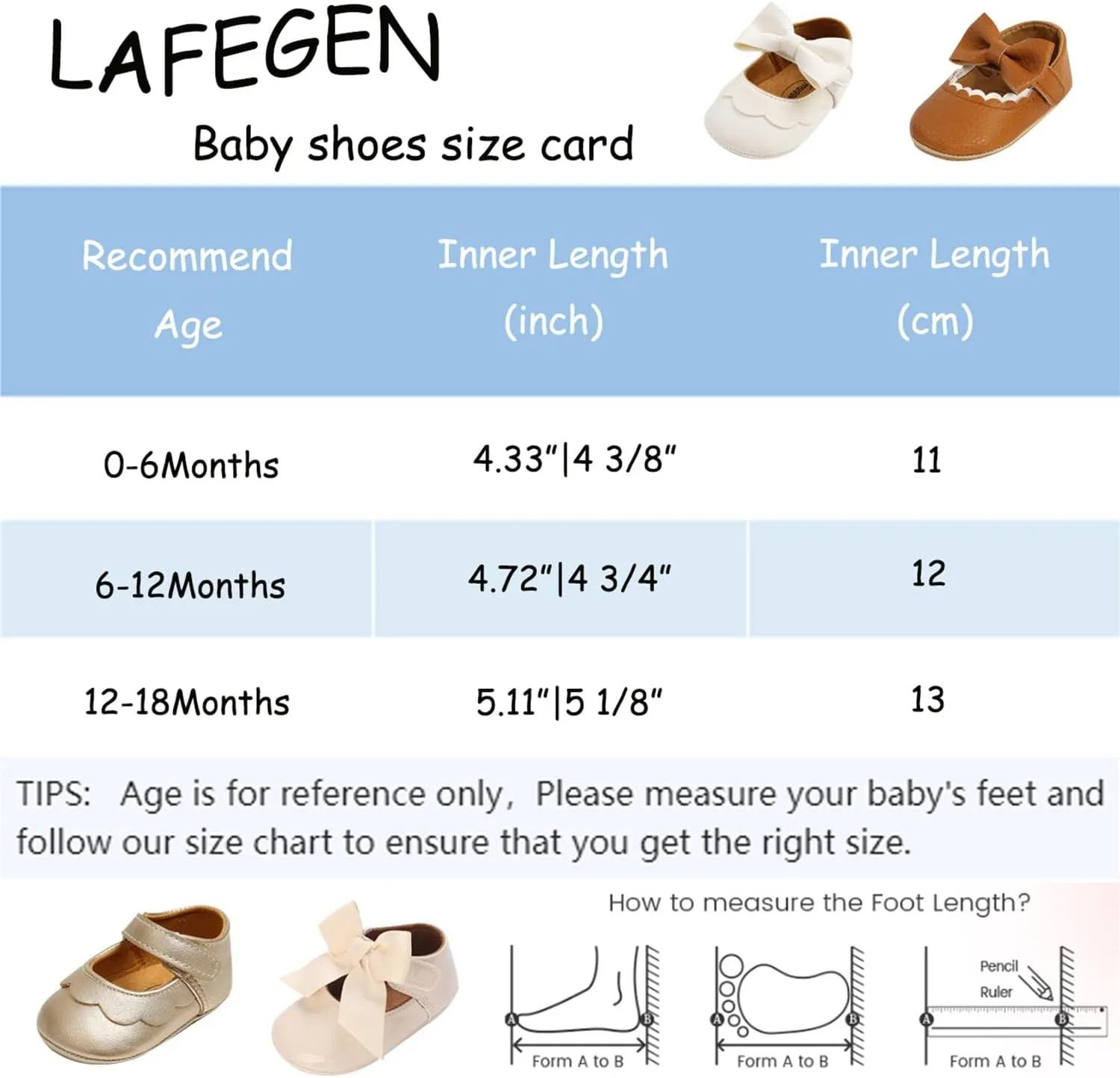 LAFEGEN Baby Girls Mary Jane Flats with Bownot Non Slip Soft Sole PU Leather Newborn Infant Toddler First Walker Cirb Dress Shoes