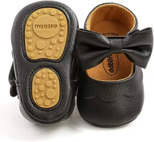 LAFEGEN Baby Girls Mary Jane Flats with Bownot Non Slip Soft Sole PU Leather Newborn Infant Toddler First Walker Cirb Dress Shoes