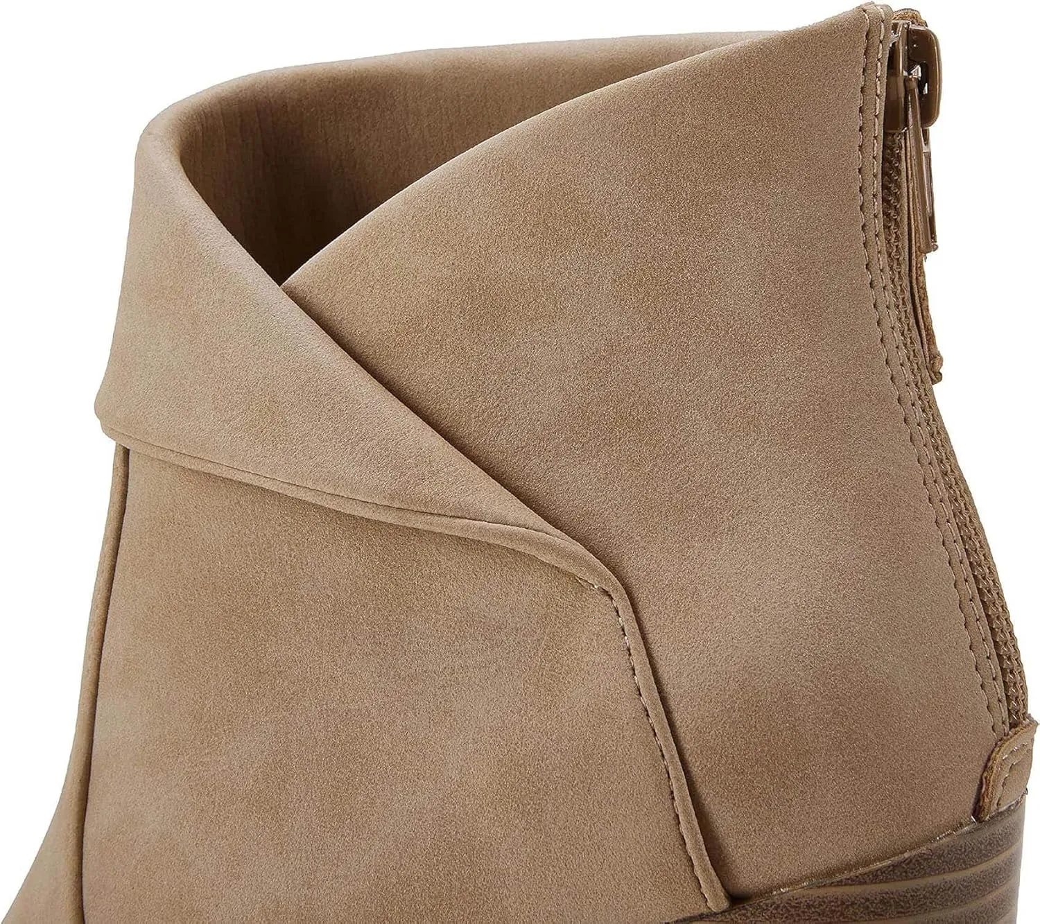 LAICIGO Women's Square Toe Ankle Boots High Chunky Stacked Heel Slip On Criss Cross Zipper Booties