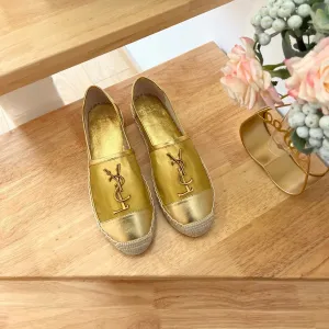 Laurent YVES Saint LOGO SLIP Luxurious AND MESH METALLIC ON Touch-sensitive GOLD SL CALFSKIN