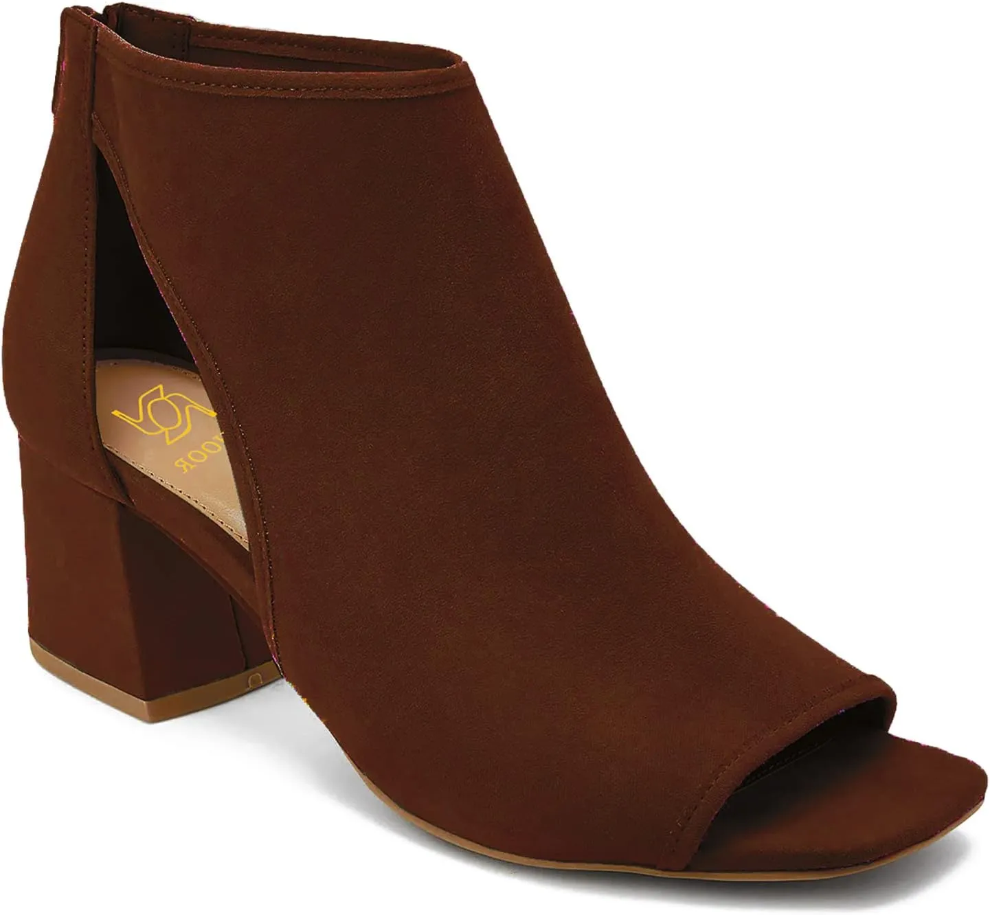 LEHOOR Women Chunky High Heel Booties Suede Open Toe Side Cut-Out Ankle Boots Back Zipper Matte 2” Block Stacked Heel Summer Casual Dress Heeled Ankle Sandal Booties Size 4-13 M US