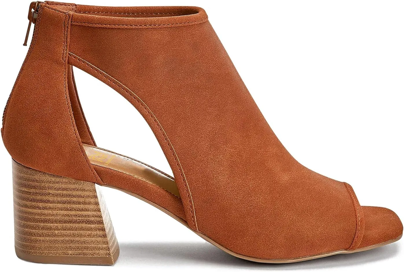 LEHOOR Women Chunky High Heel Booties Suede Open Toe Side Cut-Out Ankle Boots Back Zipper Matte 2” Block Stacked Heel Summer Casual Dress Heeled Ankle Sandal Booties Size 4-13 M US