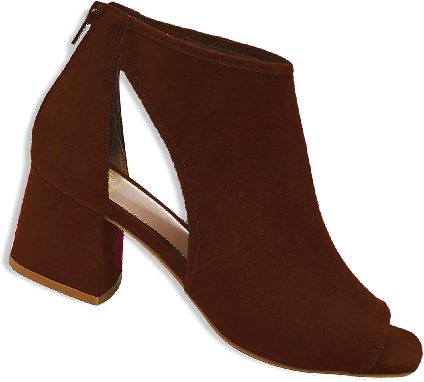 LEHOOR Women Chunky High Heel Booties Suede Open Toe Side Cut-Out Ankle Boots Back Zipper Matte 2” Block Stacked Heel Summer Casual Dress Heeled Ankle Sandal Booties Size 4-13 M US