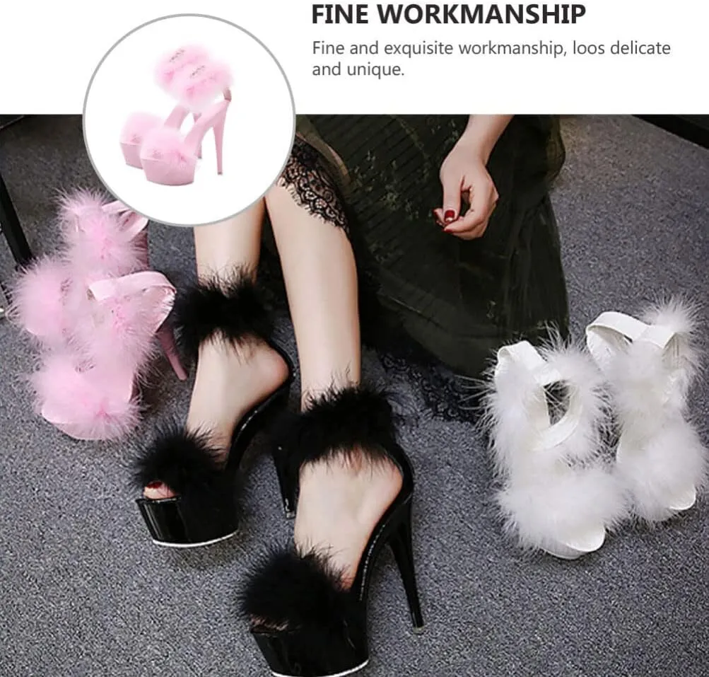 LIFKOME Super High Heel Fur Sandals: Women's Fashionable Clear Heels with Ankle Strap for Casual, Party Occasions