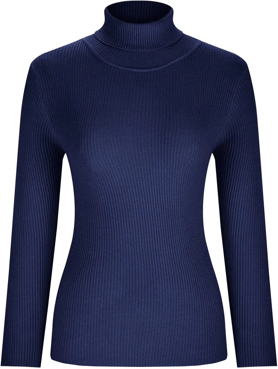 Lightweight Fitted Sweaters for Women Long Sleeve Turtleneck Ribbed Knit Pullover Sweater Casual Basic Tee Tops