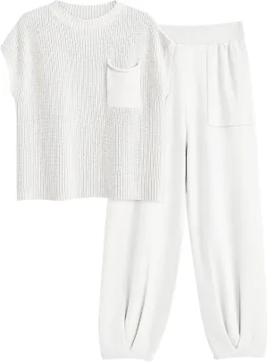 LILLUSORY 2 Piece Knit Sets For Women Trendy Sweatsuit Sets