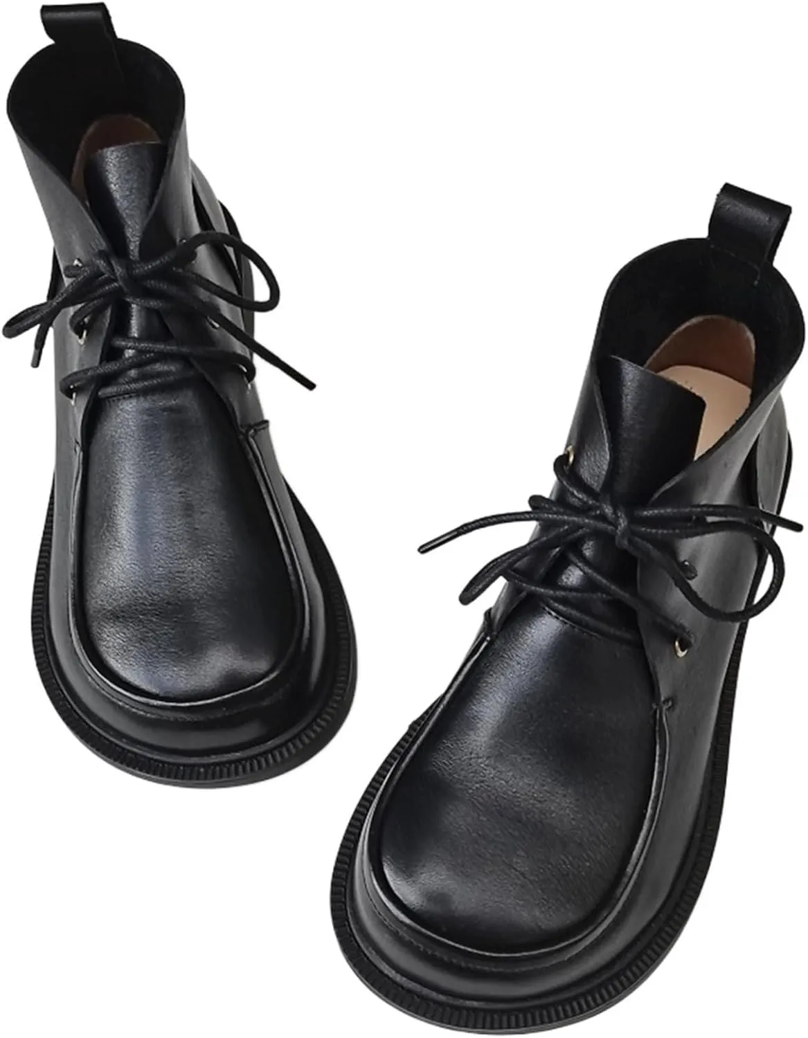 Loafers For Women Women’s Genuine Leather Ankle Boots Round Toe Lace-Up Oxford Shoes for Spring Autumn