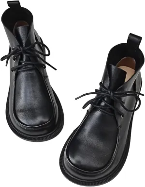 Loafers For Women Women’s Genuine Leather Ankle Boots Round Toe Lace-Up Oxford Shoes for Spring Autumn