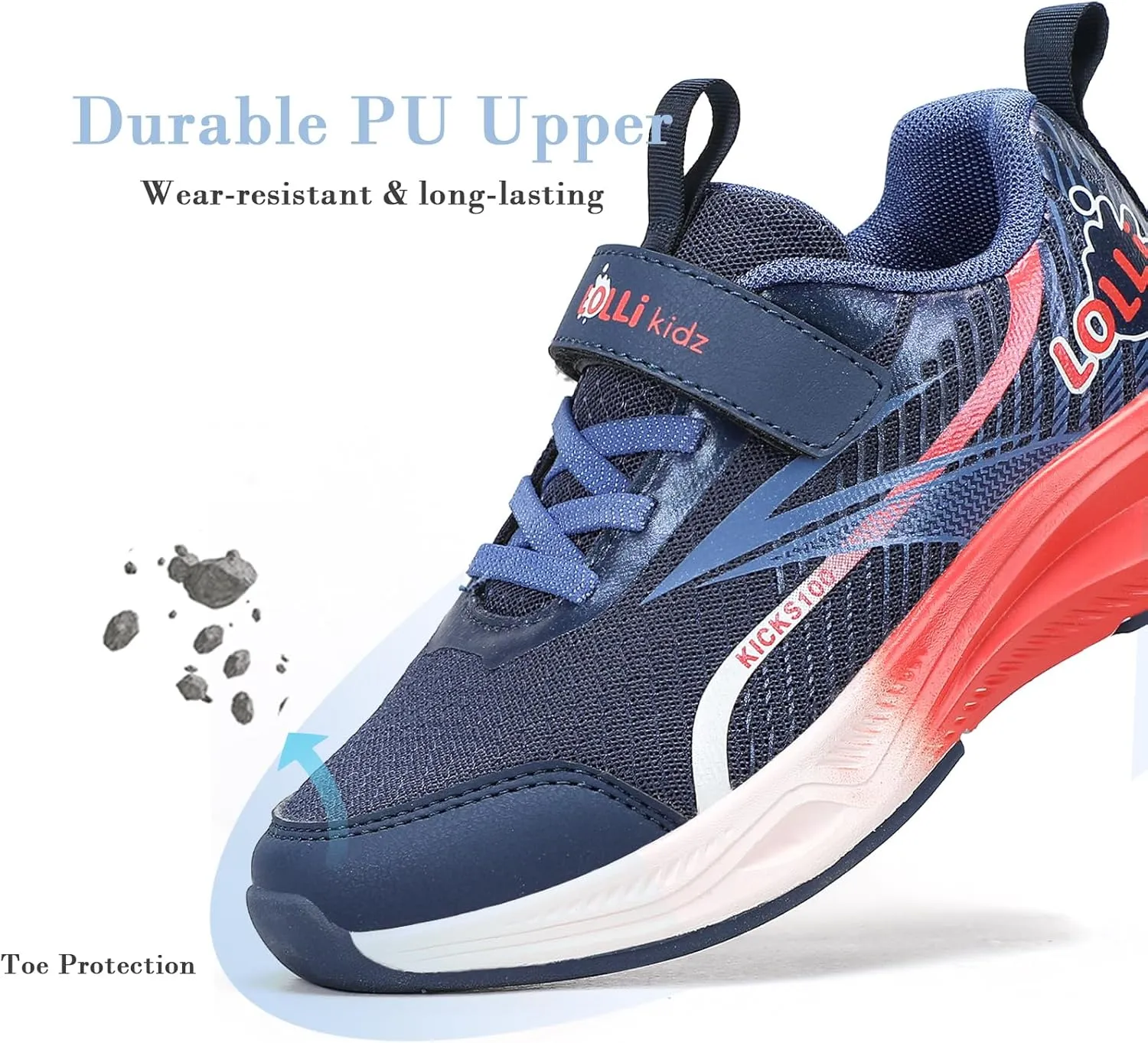 LOLLi kidz Boys Girls Shoes Kids Sneakers Athletic Tennis Shoes Lightweight Breathable Running Shoes