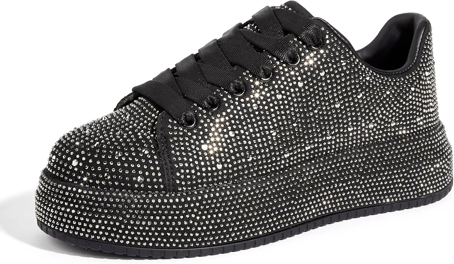 LUCKY STEP Rhinestone Sneakers for Women Platform Sparkly Glitter Bling Tennis Shoes Fashion Bedazzled Wedding Bridal Party Walking Sneakers