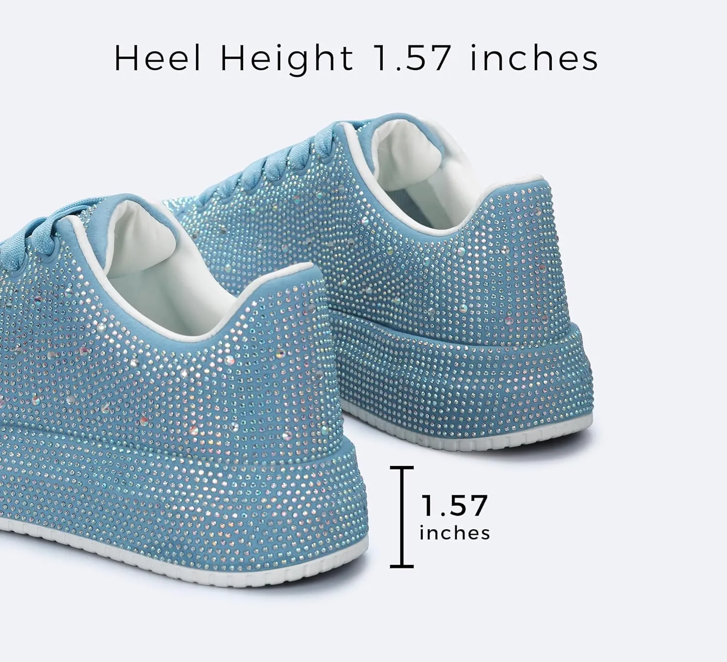 LUCKY STEP Rhinestone Sneakers for Women Platform Sparkly Glitter Bling Tennis Shoes Fashion Bedazzled Wedding Bridal Party Walking Sneakers